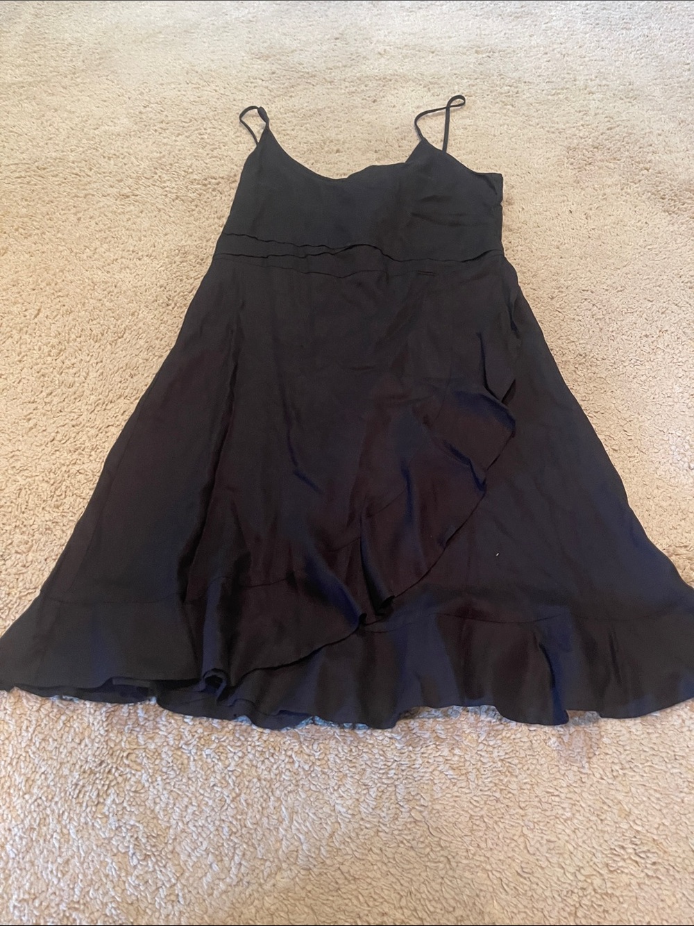 Divided Black Strapless Ruffle-Hem Dress